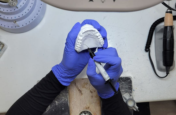 Chomper Labs night guard teeth model being created.