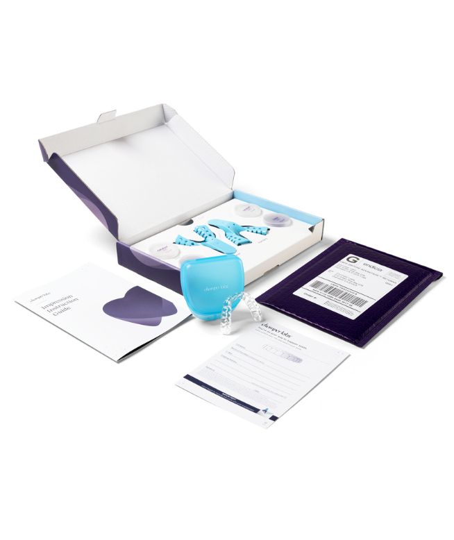 Chomper Labs night guard impression kit displaying all items in the kit.